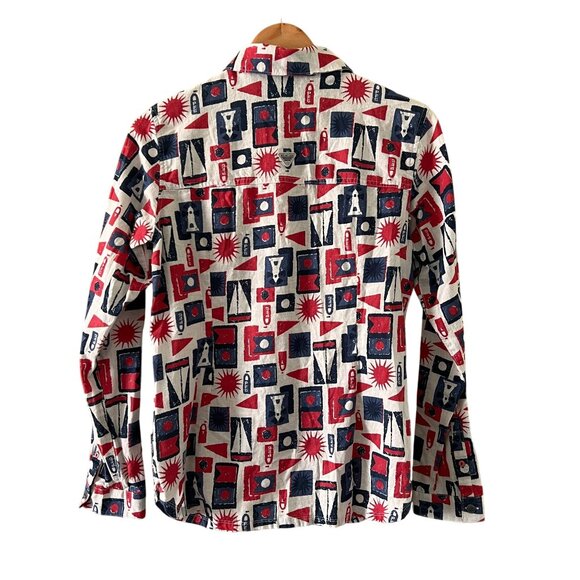 Women's PFG Columbia Linen Cotton Button-Up Long Sleeve Small Nautical A… - Picture 2 of 14